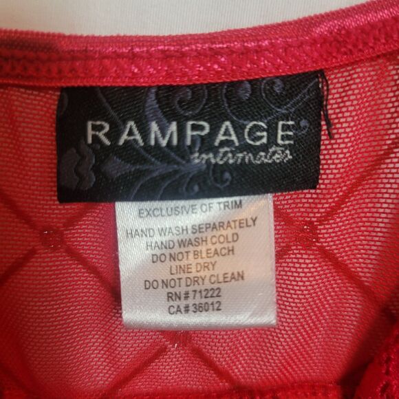 Rampage Y2K Babydoll Sheer Lace Trim Tunic Dress Women's 1X Red Silver Lingerie - Picture 6 of 10